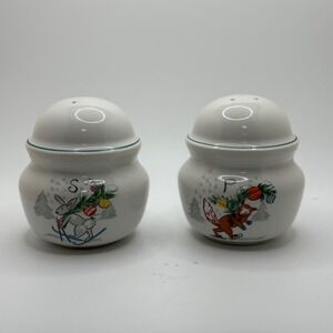 International Country‎ Christmas Salt Pepper Shakers Rabbit Fox Skater Ceramic